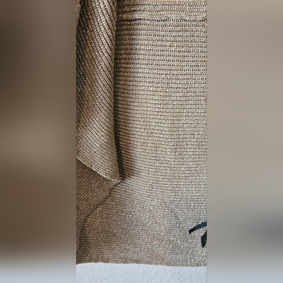 Lauren Ralph Lauren Gold Metallic Silk Shrug Cardigan Size Small #114 - Picture 6 of 7